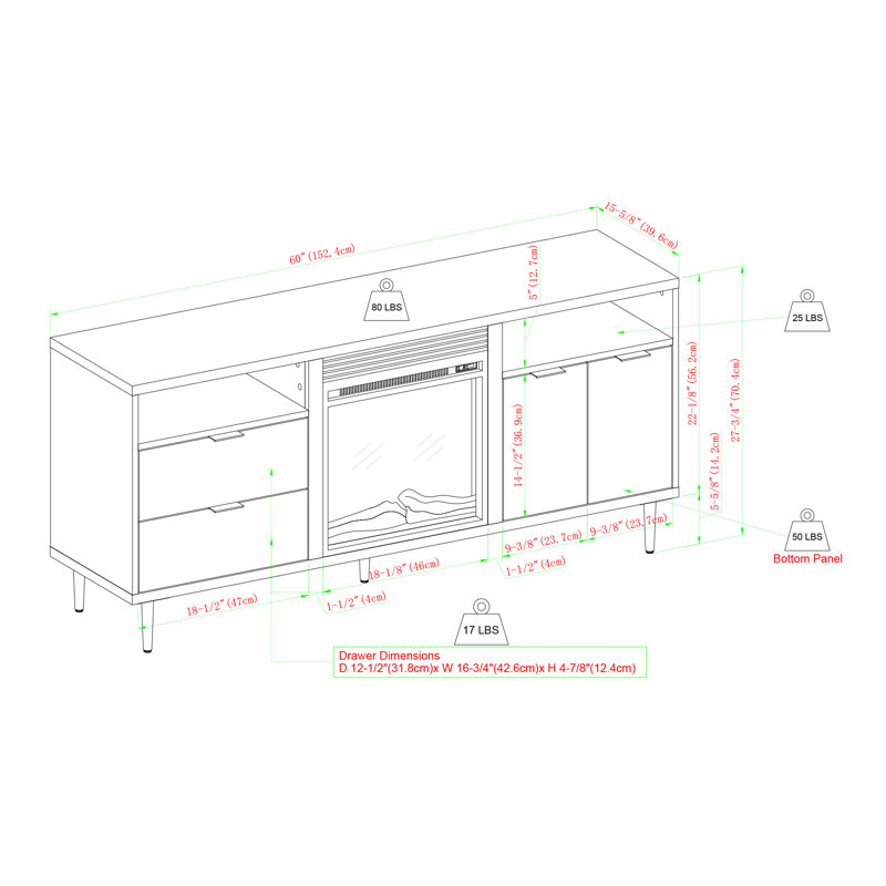 Wrought Studio Eglinton TV Stand for TVs up to 65" with Electric